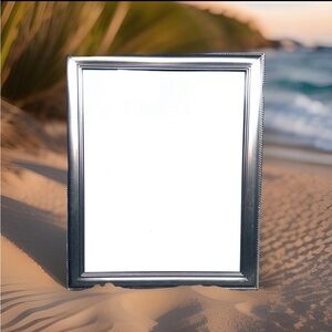 MCS Silver Beaded Pewter Picture Frame 8x10 Tabletop Easel Back Brushed Finish